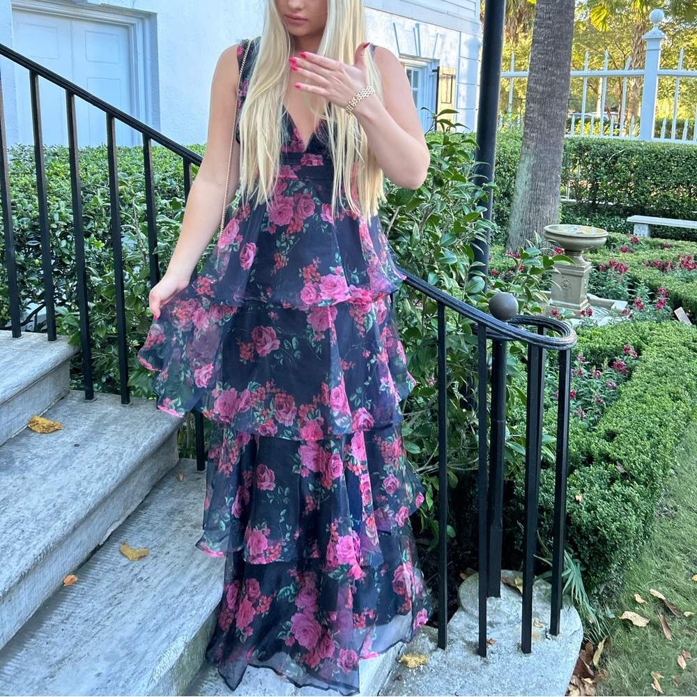 Floral tiered wedding/formal dress